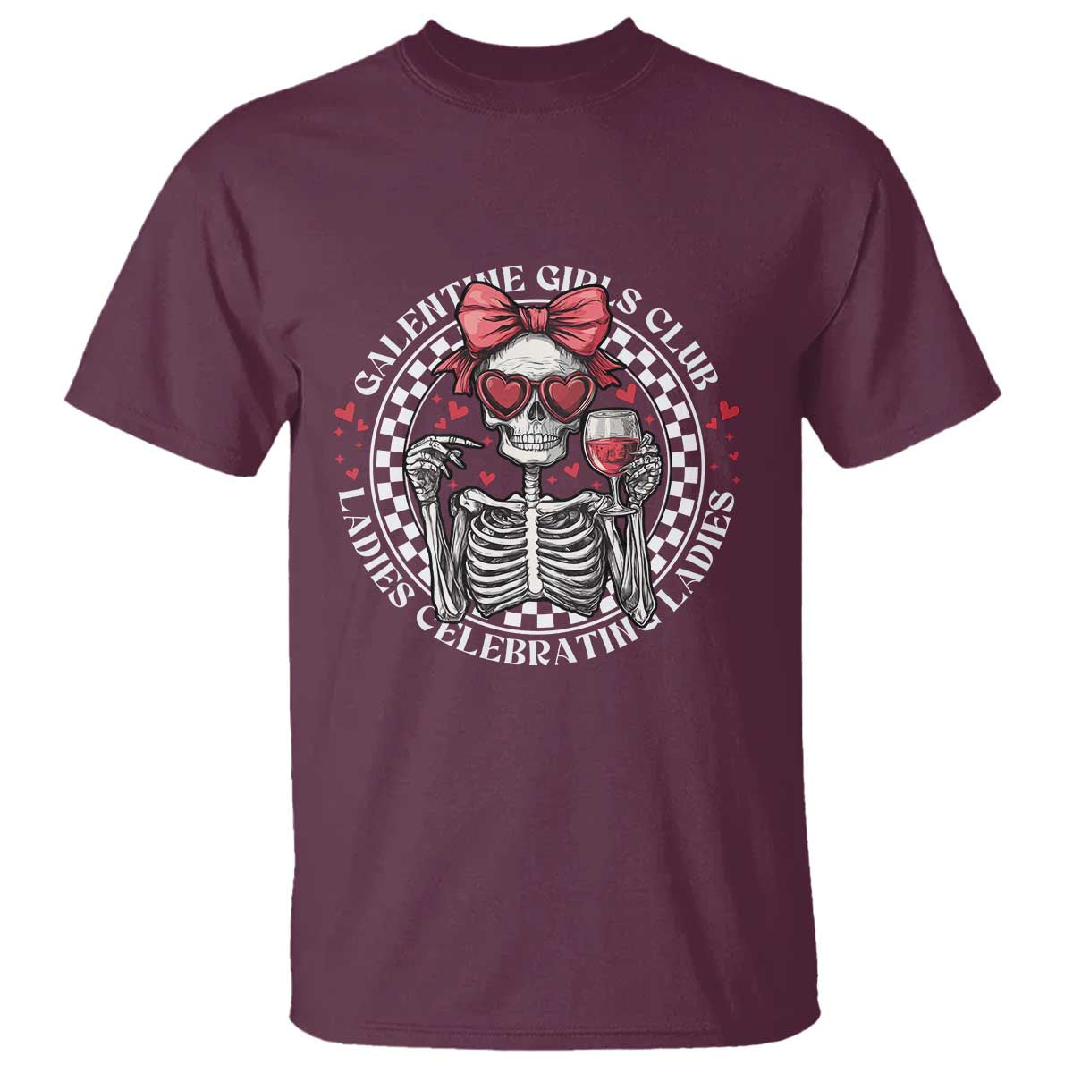 Funny Galentine's Day T Shirt Galentine Girls Club Ladies Celebrating Ladies Skeleton