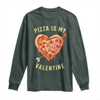 Funny Pizza Is My Valentine Long Sleeve Shirt Valentine's Day Heart Pepperoni Slice