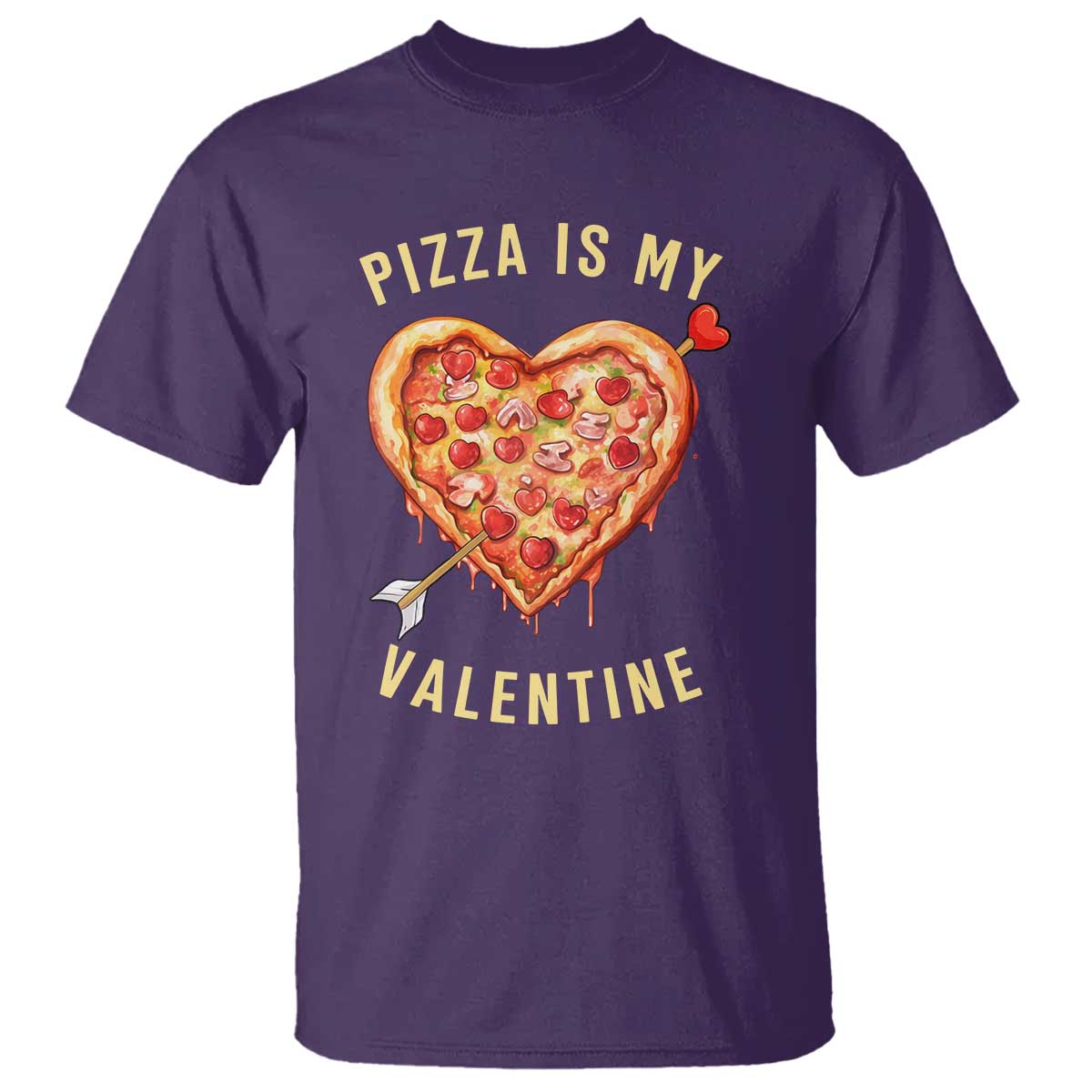 Funny Pizza Is My Valentine T Shirt Valentine's Day Heart Pepperoni Slice