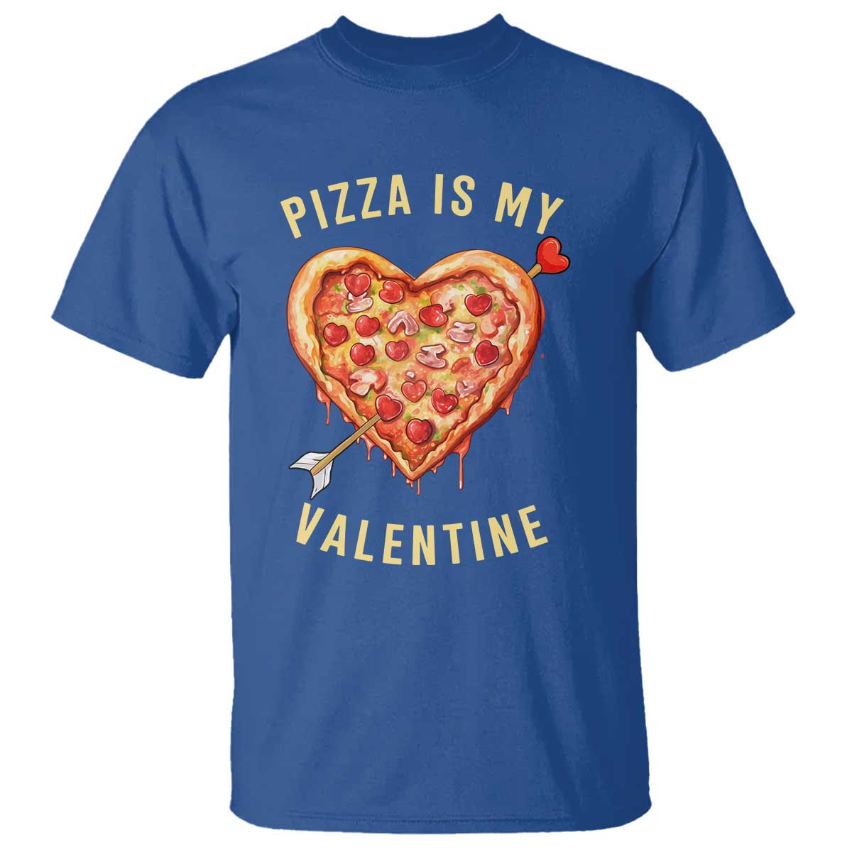 Funny Pizza Is My Valentine T Shirt Valentine's Day Heart Pepperoni Slice