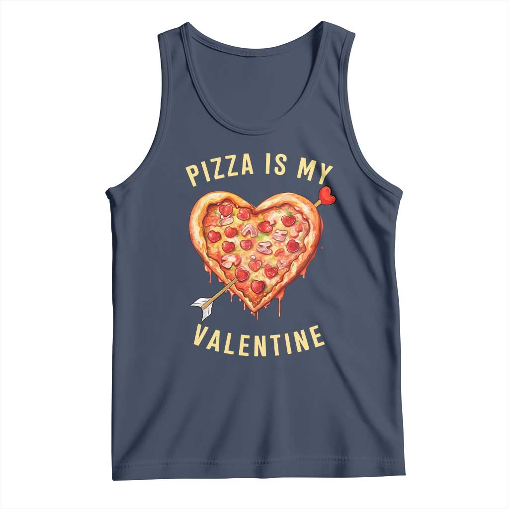 Funny Pizza Is My Valentine Tank Top Valentine's Day Heart Pepperoni Slice