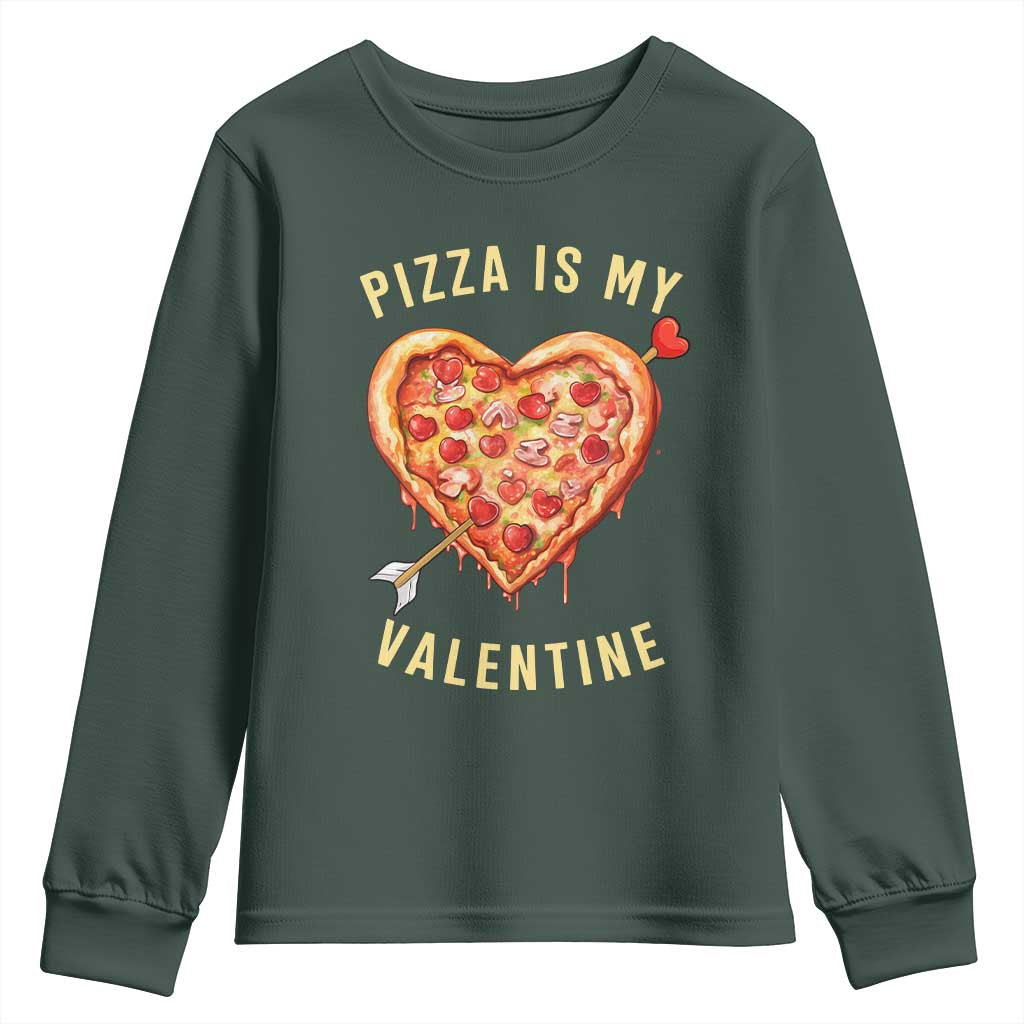 Funny Pizza Is My Valentine Youth Sweatshirt Valentine's Day Heart Pepperoni Slice