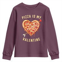 Funny Pizza Is My Valentine Youth Sweatshirt Valentine's Day Heart Pepperoni Slice