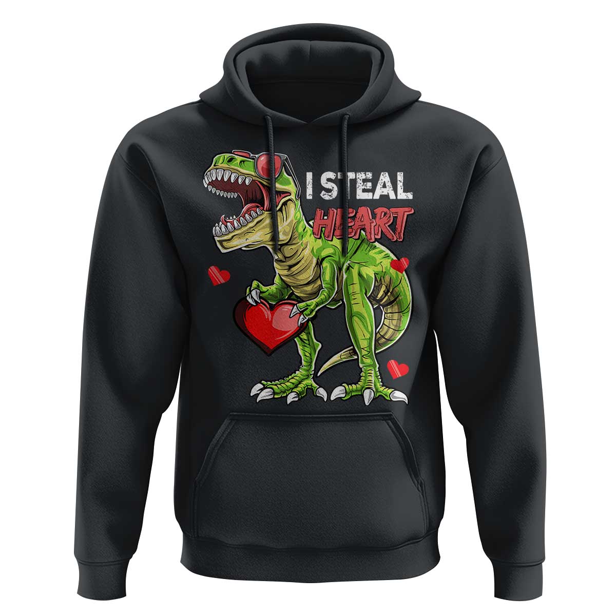 Funny Dinosaur Valentine's Day I Steal Heart Hoodie