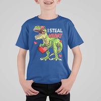 Funny Dinosaur Valentine's Day I Steal Heart T Shirt For Kid