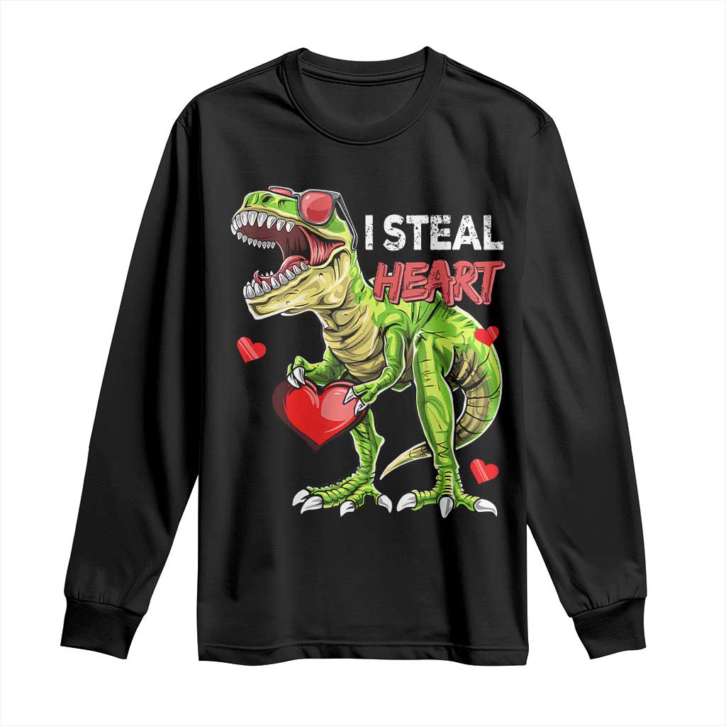 Funny Dinosaur Valentine's Day I Steal Heart Long Sleeve Shirt