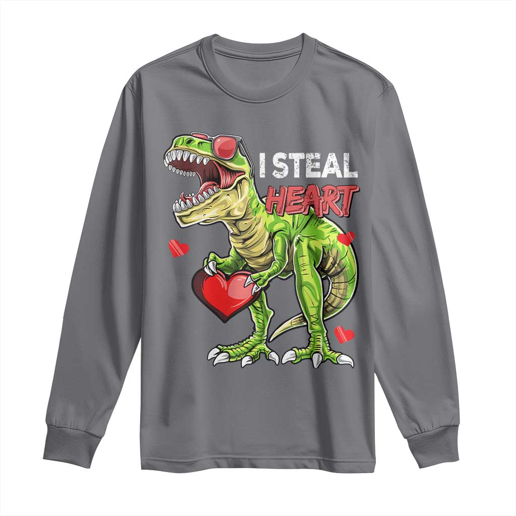 Funny Dinosaur Valentine's Day I Steal Heart Long Sleeve Shirt