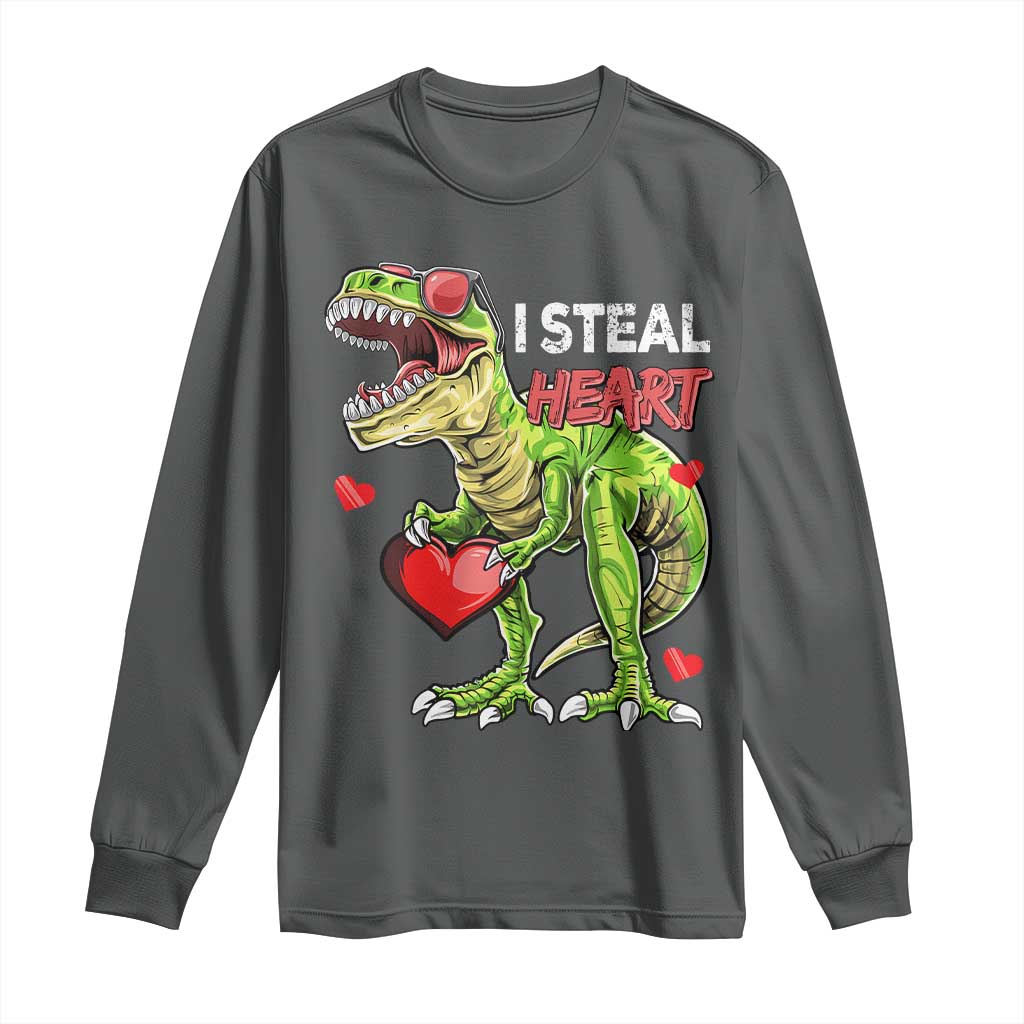 Funny Dinosaur Valentine's Day I Steal Heart Long Sleeve Shirt
