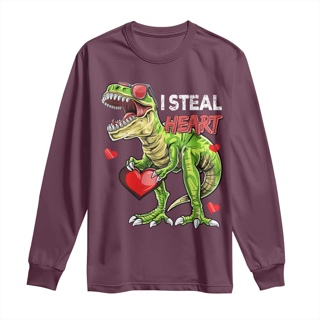 Funny Dinosaur Valentine's Day I Steal Heart Long Sleeve Shirt