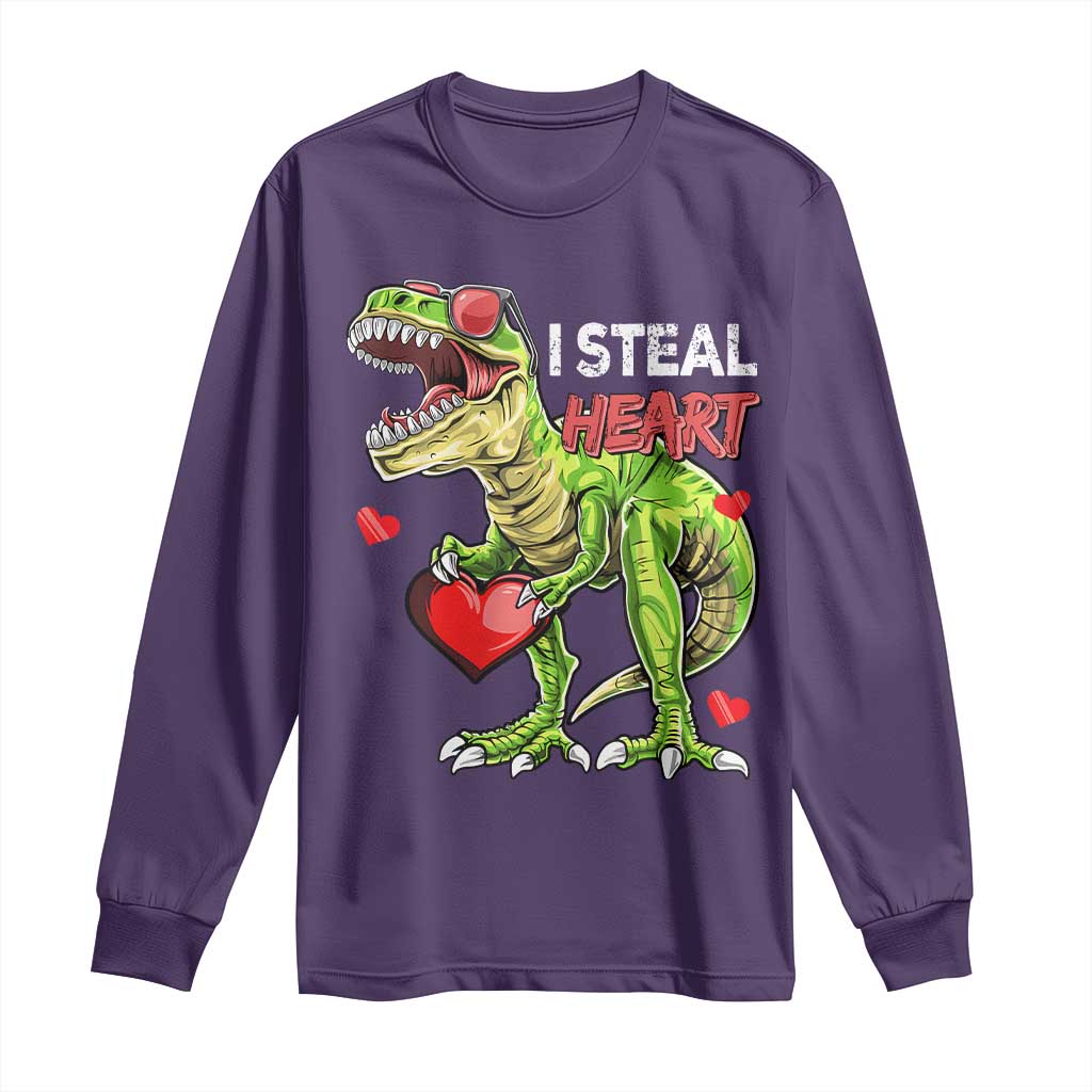 Funny Dinosaur Valentine's Day I Steal Heart Long Sleeve Shirt