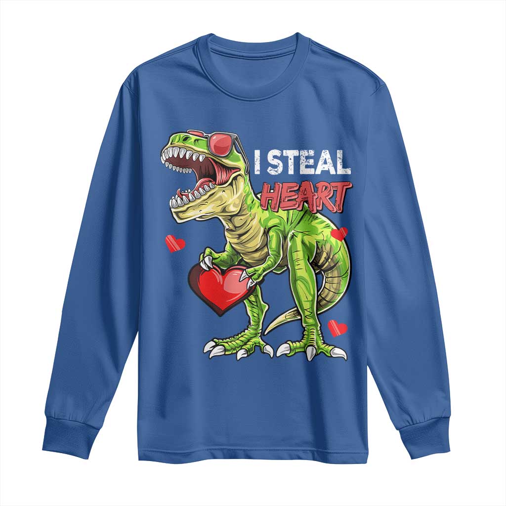 Funny Dinosaur Valentine's Day I Steal Heart Long Sleeve Shirt