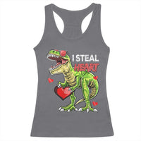 Funny Dinosaur Valentine's Day I Steal Heart Racerback Tank Top