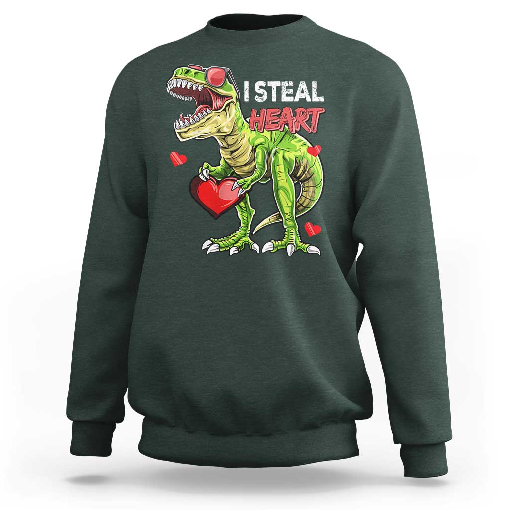 Funny Dinosaur Valentine's Day I Steal Heart Sweatshirt