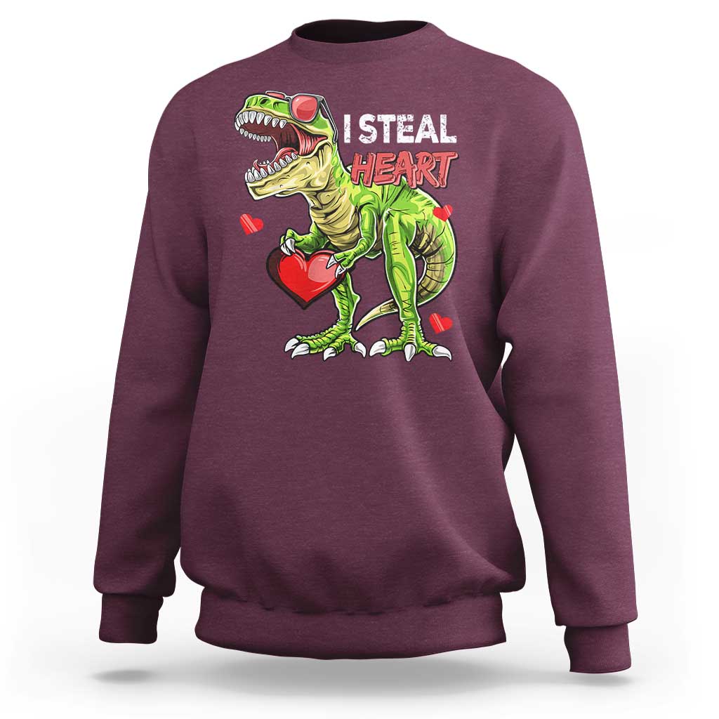 Funny Dinosaur Valentine's Day I Steal Heart Sweatshirt