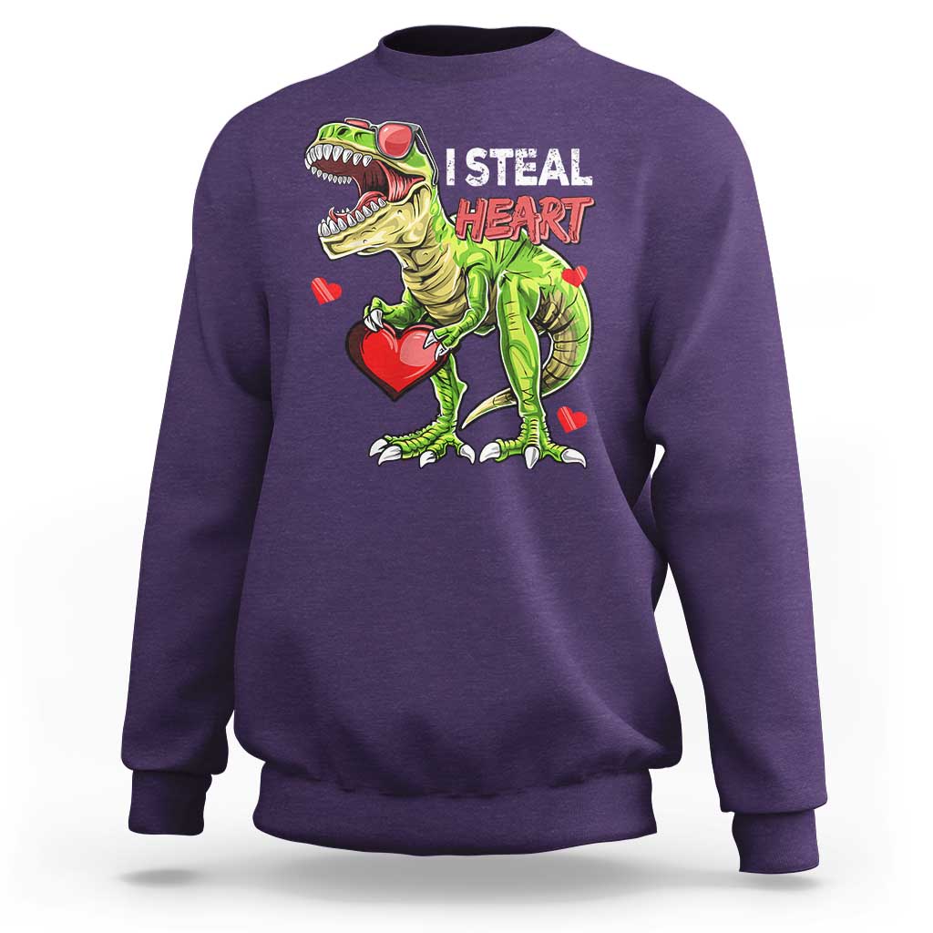 Funny Dinosaur Valentine's Day I Steal Heart Sweatshirt
