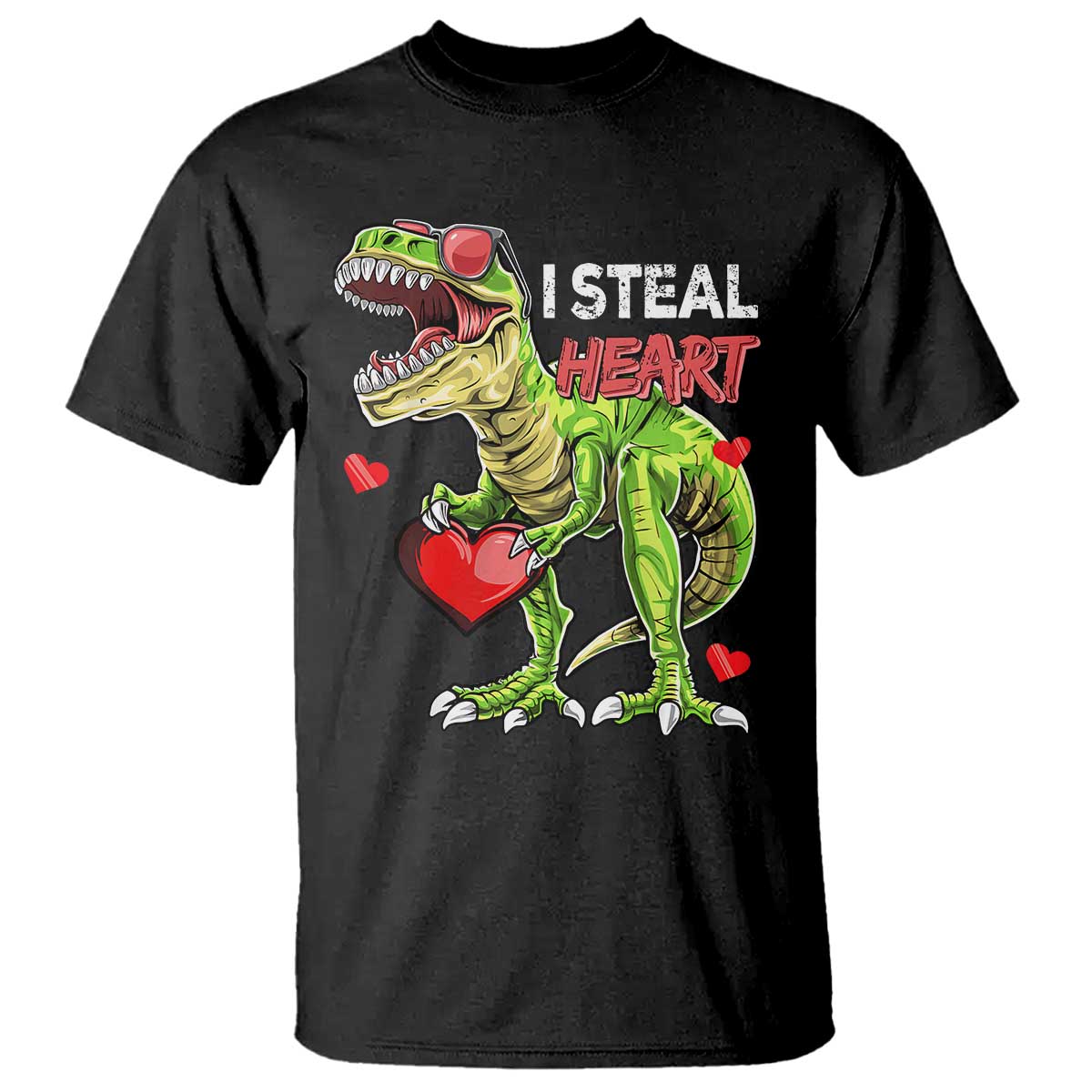 Funny Dinosaur Valentine's Day I Steal Heart T Shirt