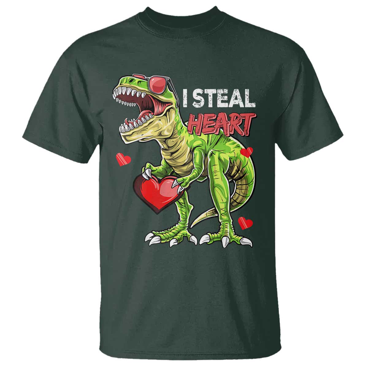 Funny Dinosaur Valentine's Day I Steal Heart T Shirt