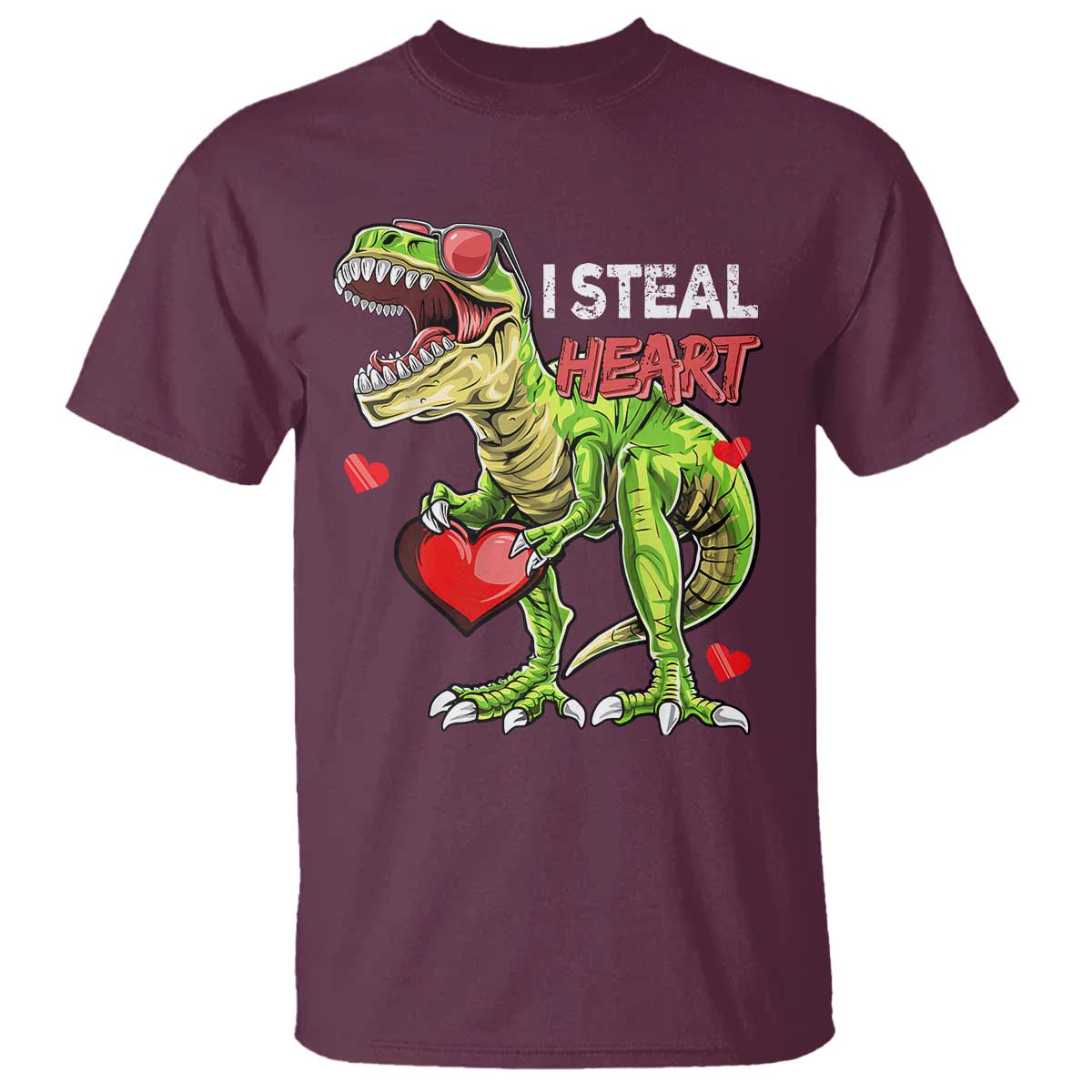 Funny Dinosaur Valentine's Day I Steal Heart T Shirt