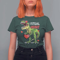 Funny Dinosaur Valentine's Day I Steal Heart T Shirt For Women