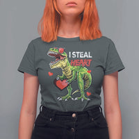 Funny Dinosaur Valentine's Day I Steal Heart T Shirt For Women
