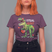 Funny Dinosaur Valentine's Day I Steal Heart T Shirt For Women