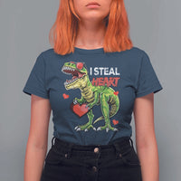 Funny Dinosaur Valentine's Day I Steal Heart T Shirt For Women