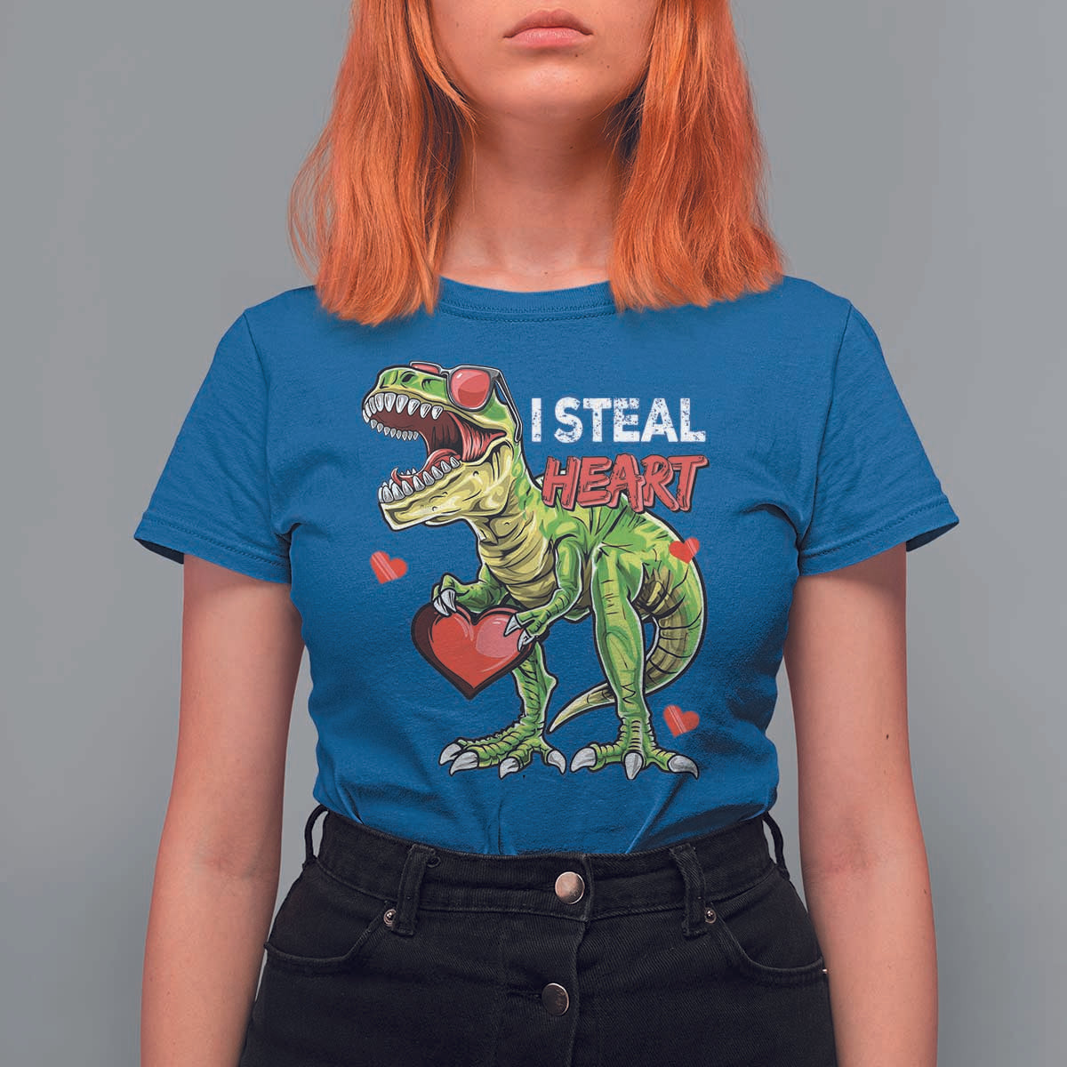 Funny Dinosaur Valentine's Day I Steal Heart T Shirt For Women