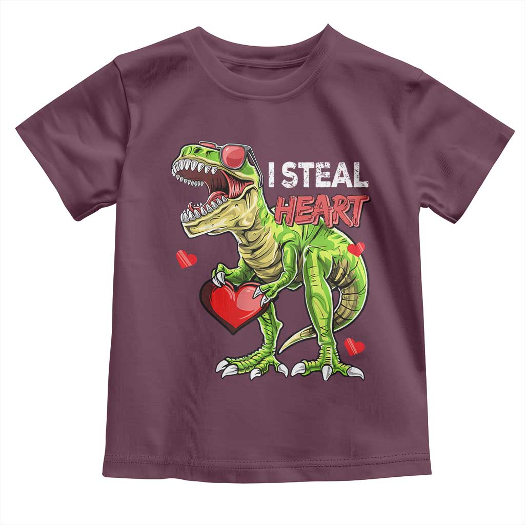 Funny Dinosaur Valentine's Day I Steal Heart Toddler T Shirt