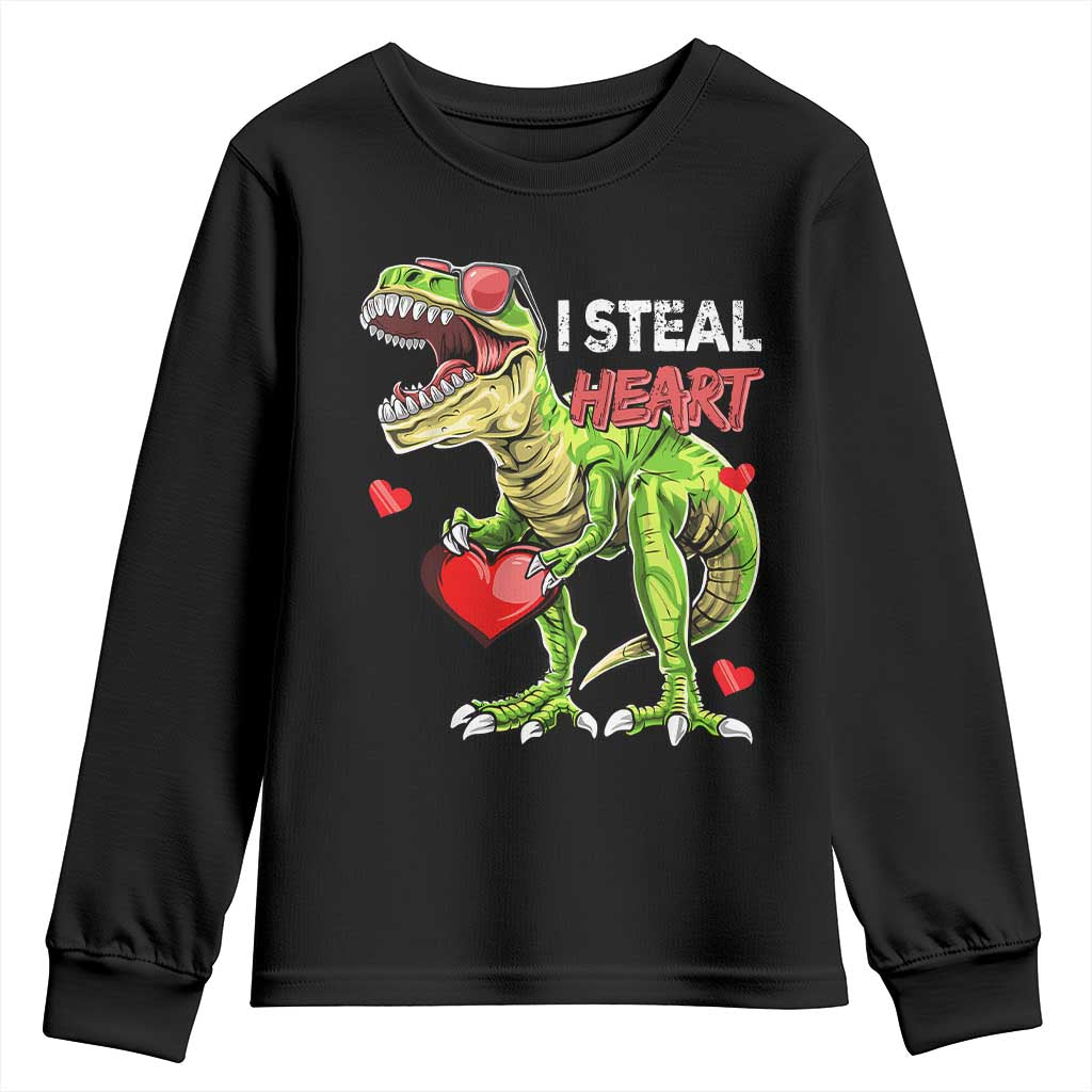 Funny Dinosaur Valentine's Day I Steal Heart Youth Sweatshirt