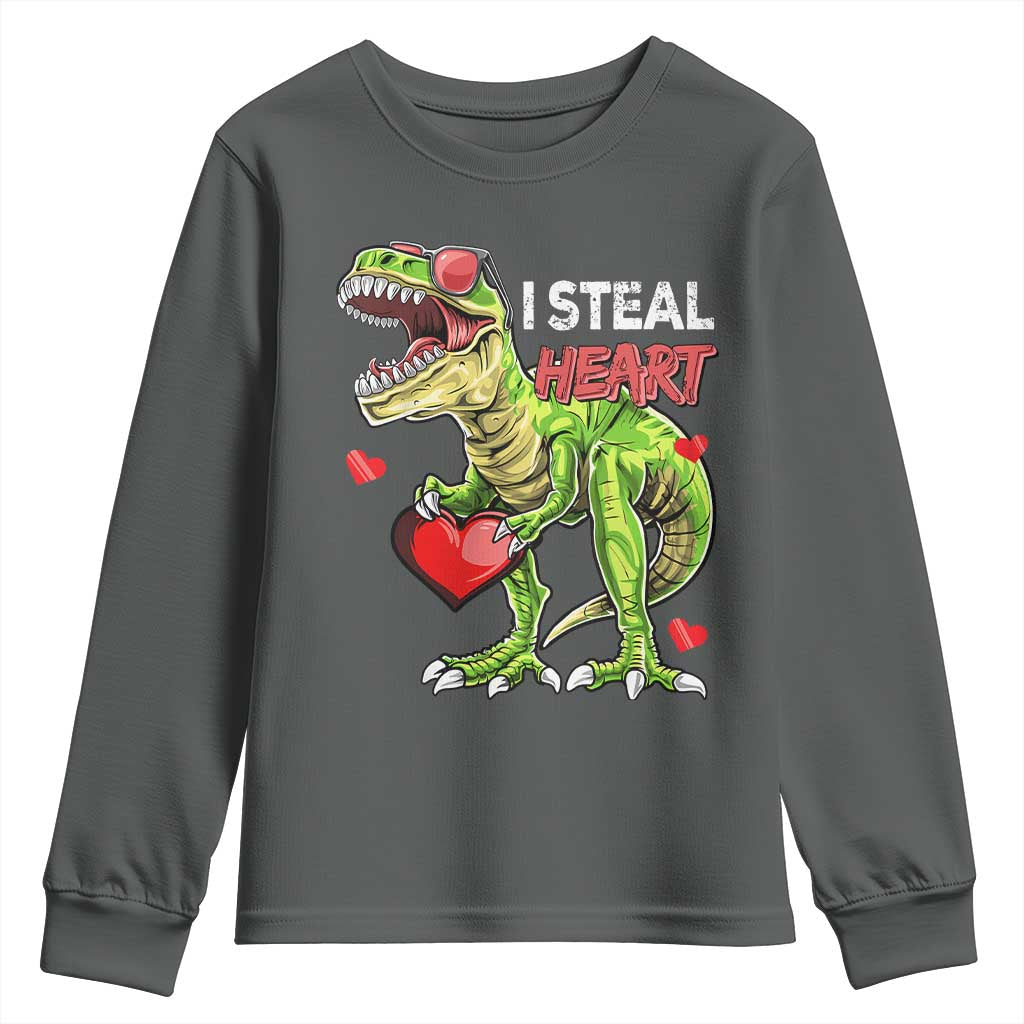 Funny Dinosaur Valentine's Day I Steal Heart Youth Sweatshirt