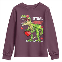 Funny Dinosaur Valentine's Day I Steal Heart Youth Sweatshirt