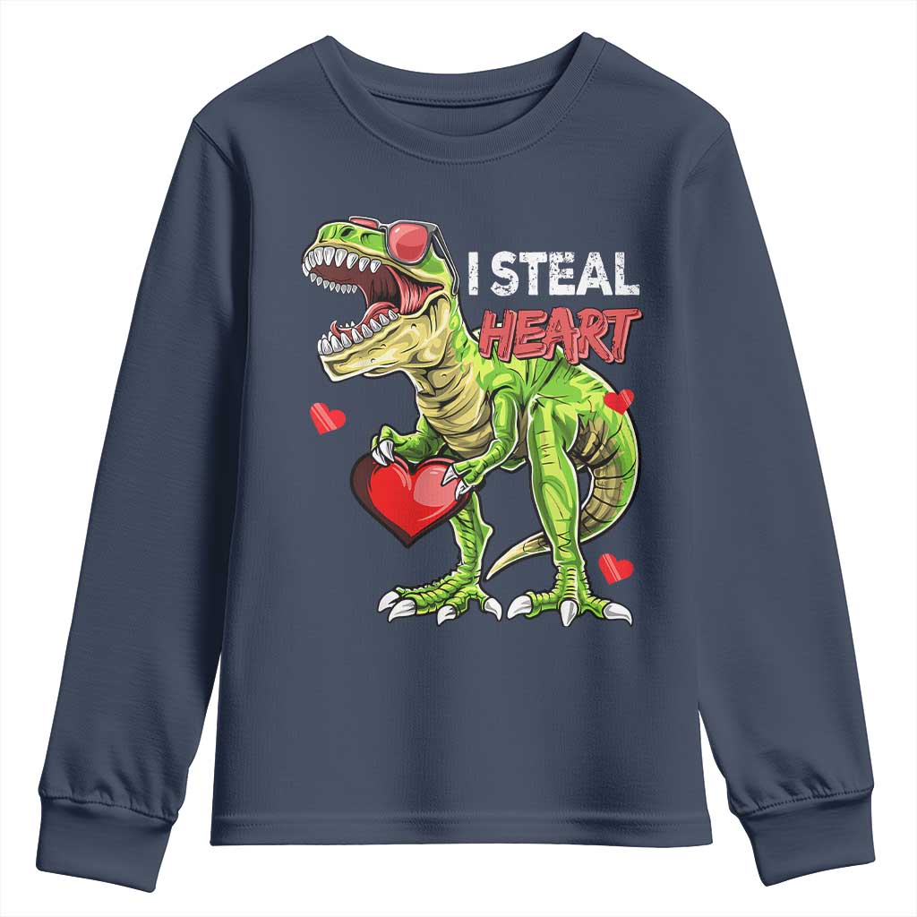 Funny Dinosaur Valentine's Day I Steal Heart Youth Sweatshirt