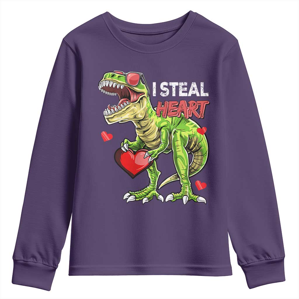 Funny Dinosaur Valentine's Day I Steal Heart Youth Sweatshirt