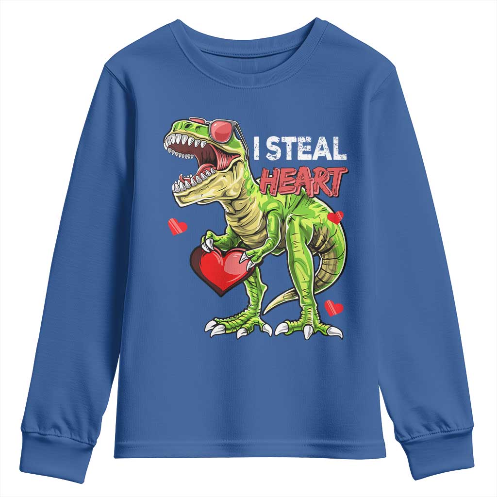 Funny Dinosaur Valentine's Day I Steal Heart Youth Sweatshirt