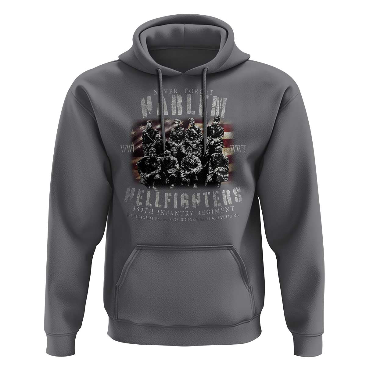 Never Forget Harlem Hellfighters Hoodie Vintage American Flag