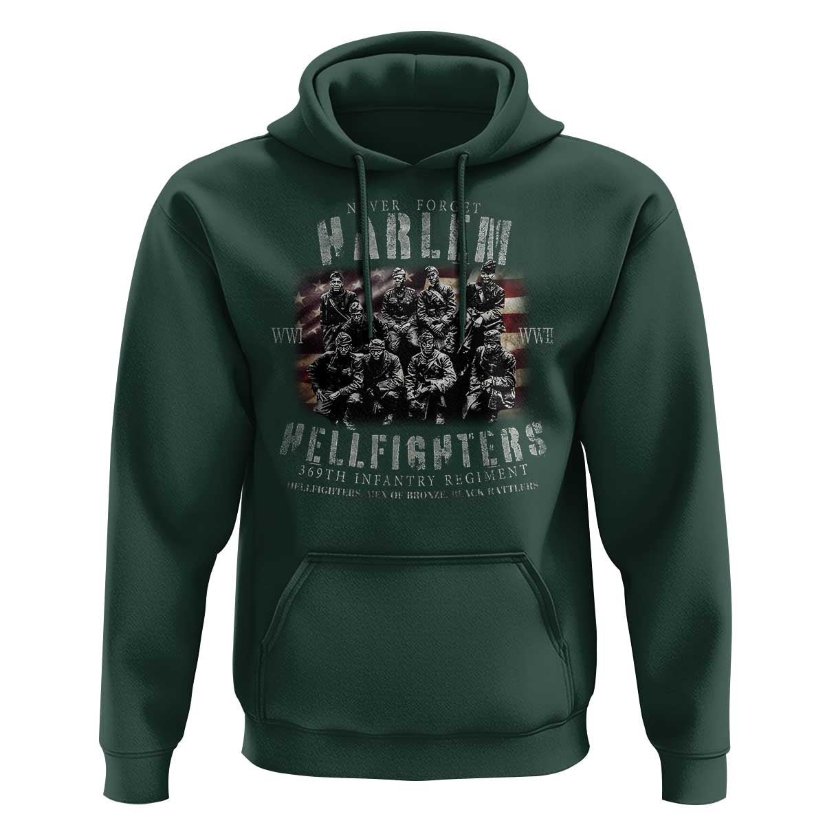 Never Forget Harlem Hellfighters Hoodie Vintage American Flag