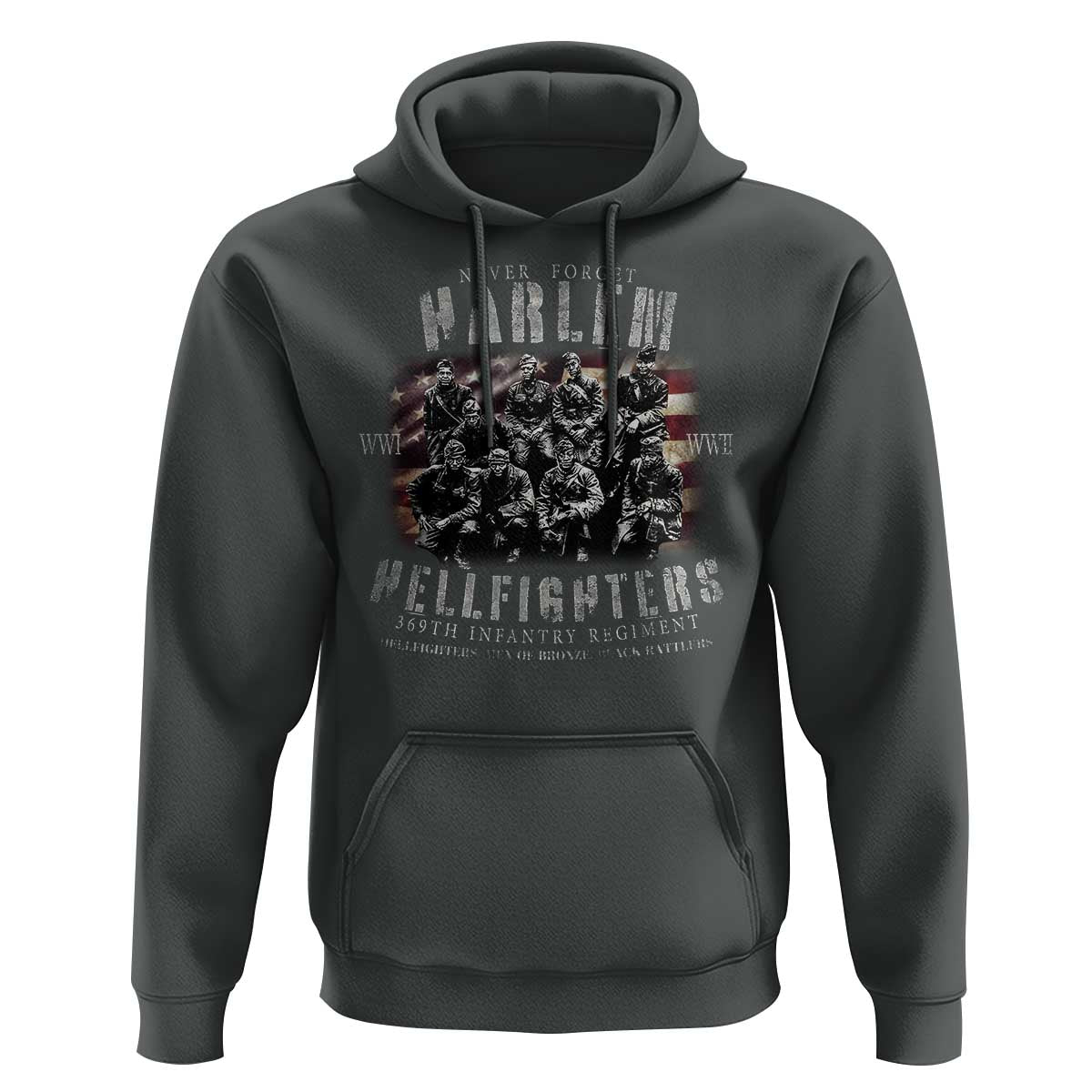 Never Forget Harlem Hellfighters Hoodie Vintage American Flag