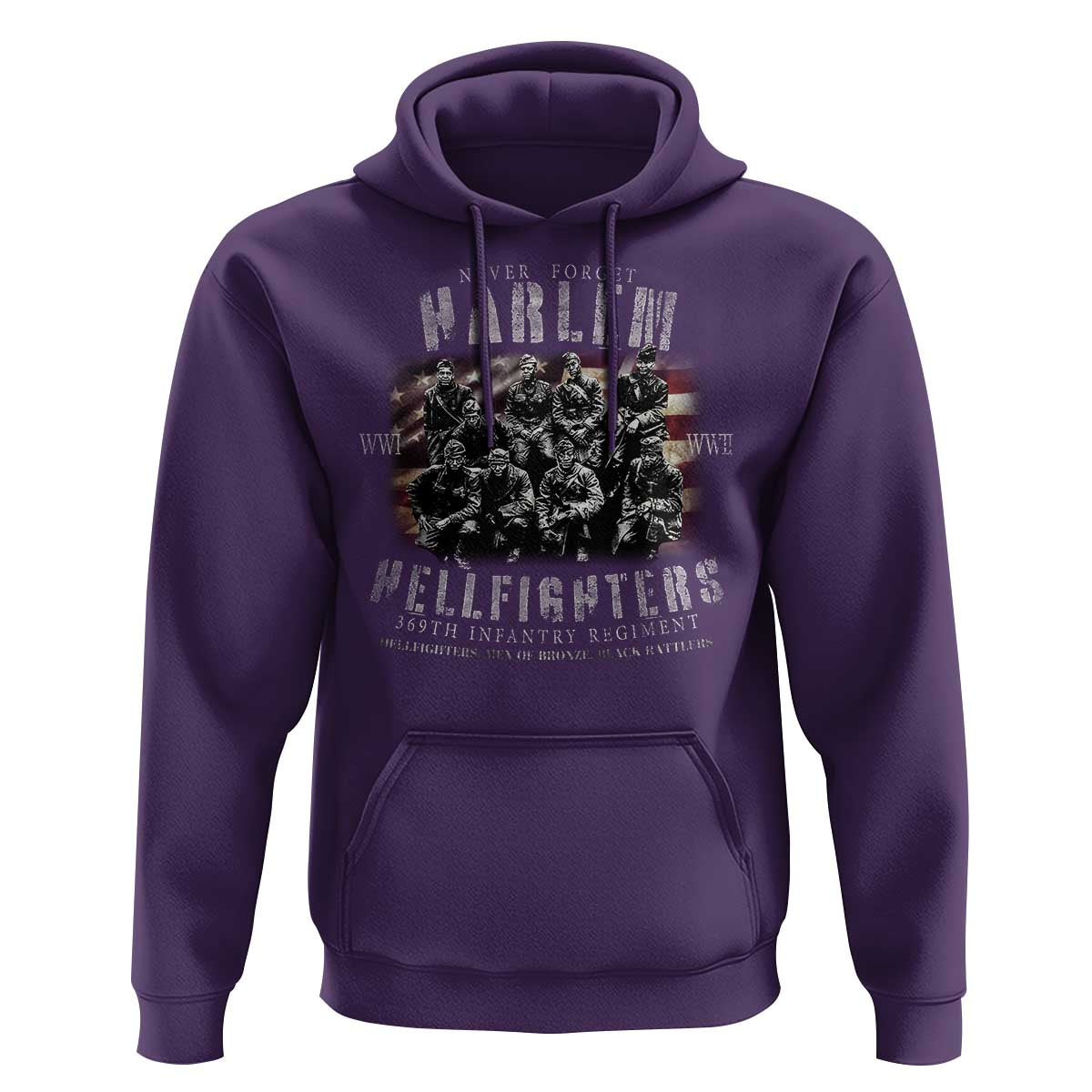 Never Forget Harlem Hellfighters Hoodie Vintage American Flag