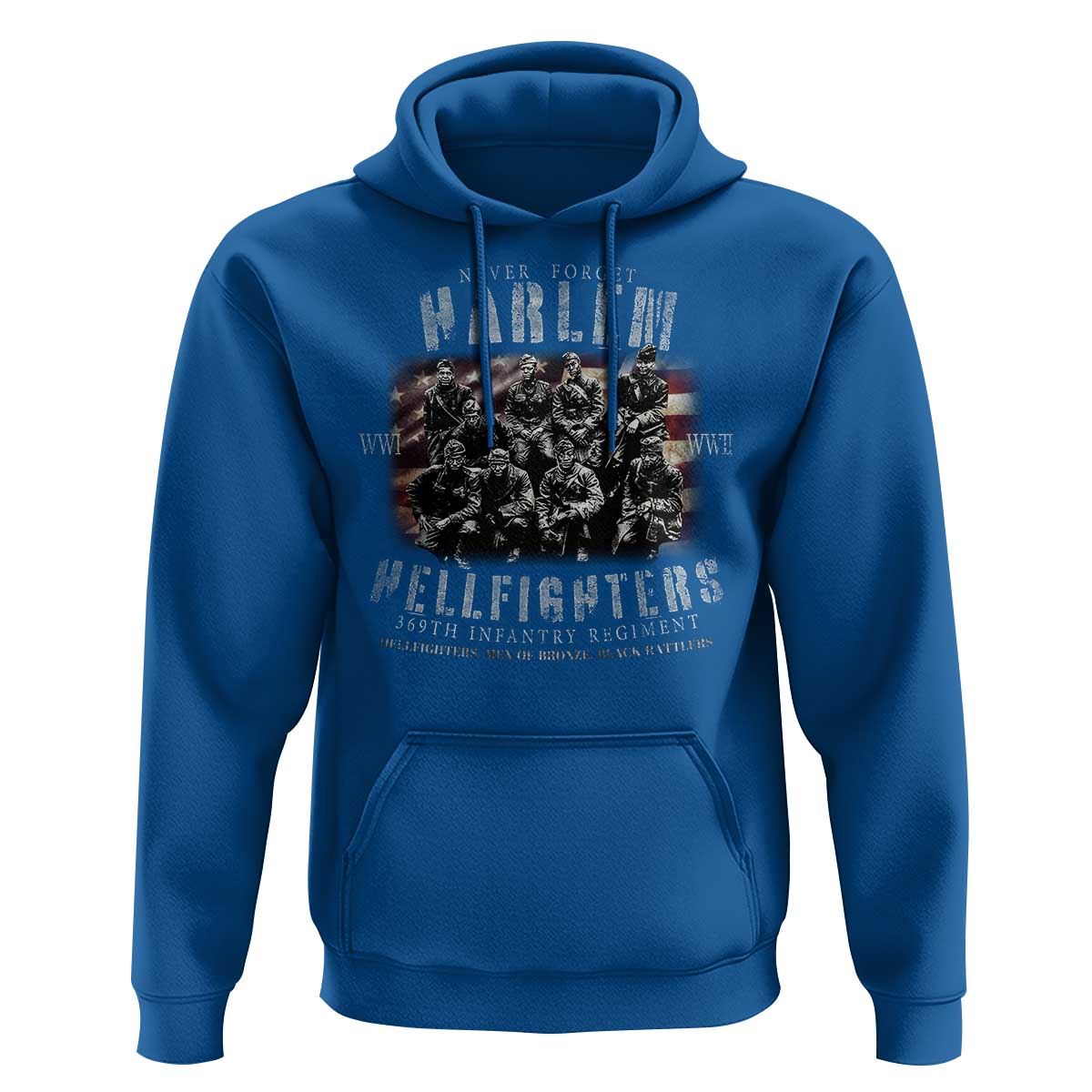 Never Forget Harlem Hellfighters Hoodie Vintage American Flag