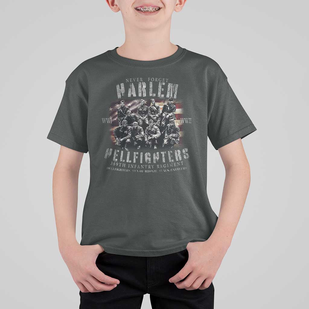 Never Forget Harlem Hellfighters T Shirt For Kid Vintage American Flag