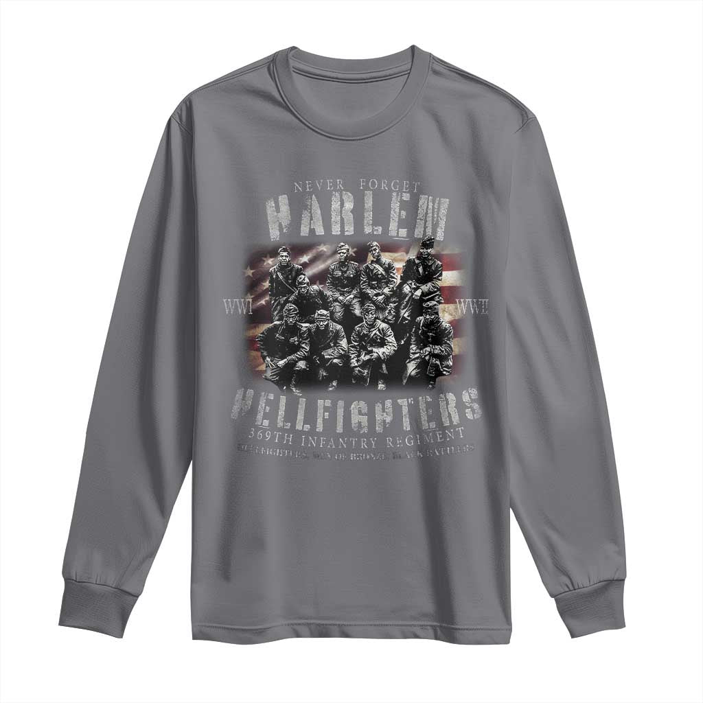Never Forget Harlem Hellfighters Long Sleeve Shirt Vintage American Flag