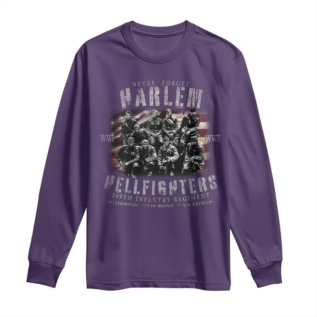 Never Forget Harlem Hellfighters Long Sleeve Shirt Vintage American Flag