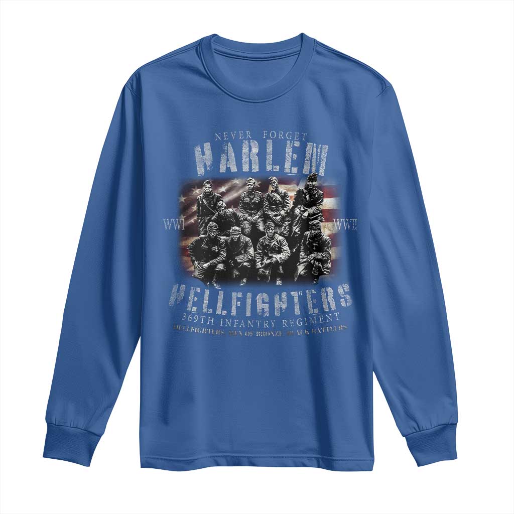 Never Forget Harlem Hellfighters Long Sleeve Shirt Vintage American Flag
