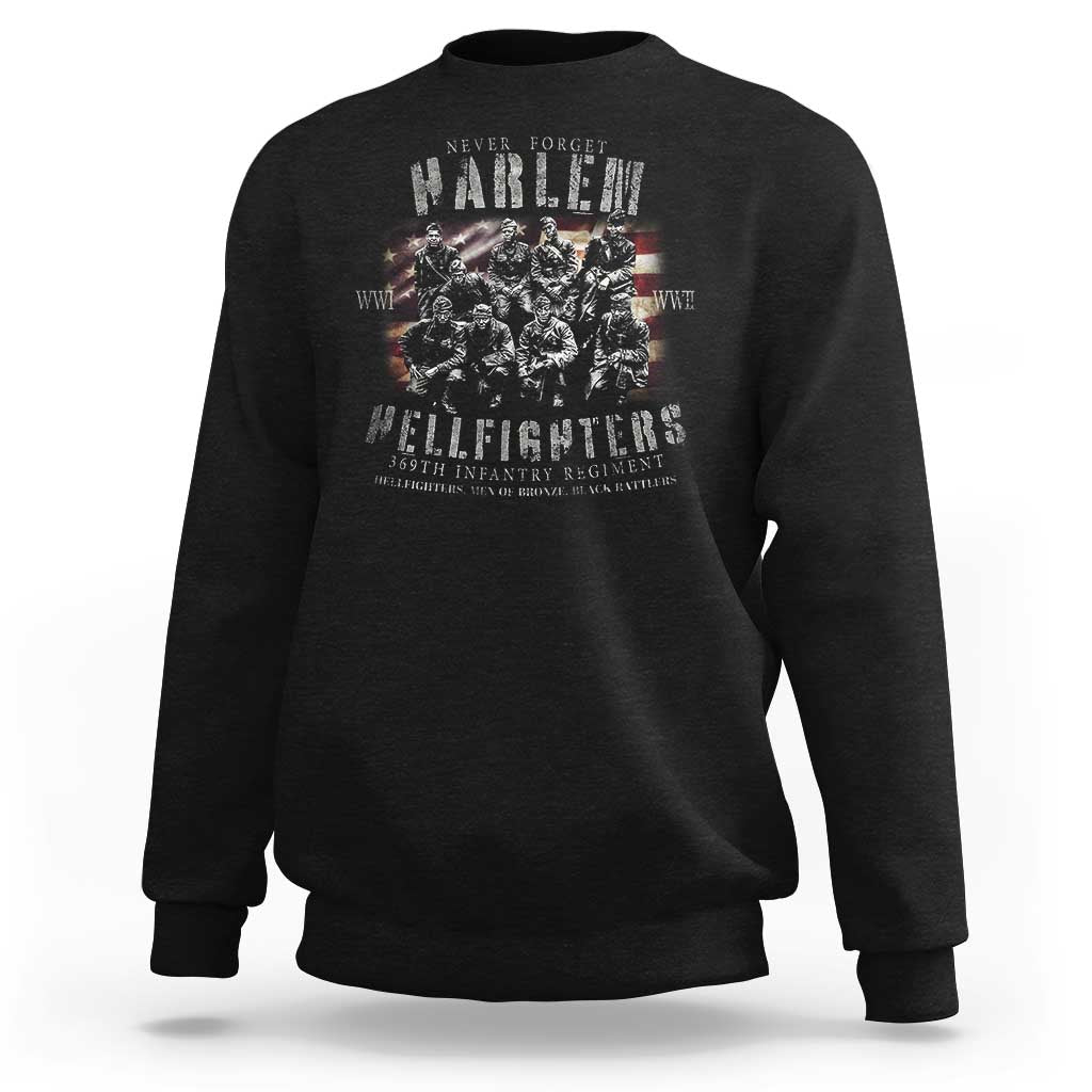 Never Forget Harlem Hellfighters Sweatshirt Vintage American Flag