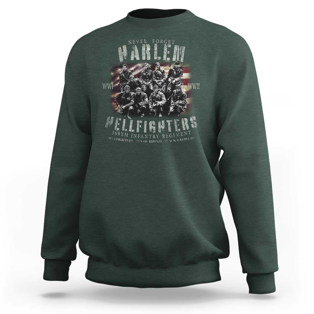 Never Forget Harlem Hellfighters Sweatshirt Vintage American Flag