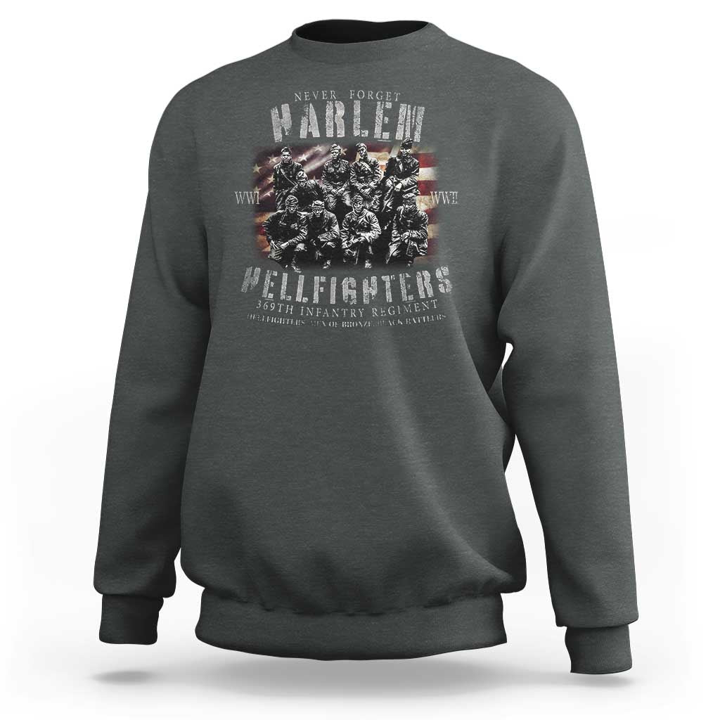 Never Forget Harlem Hellfighters Sweatshirt Vintage American Flag