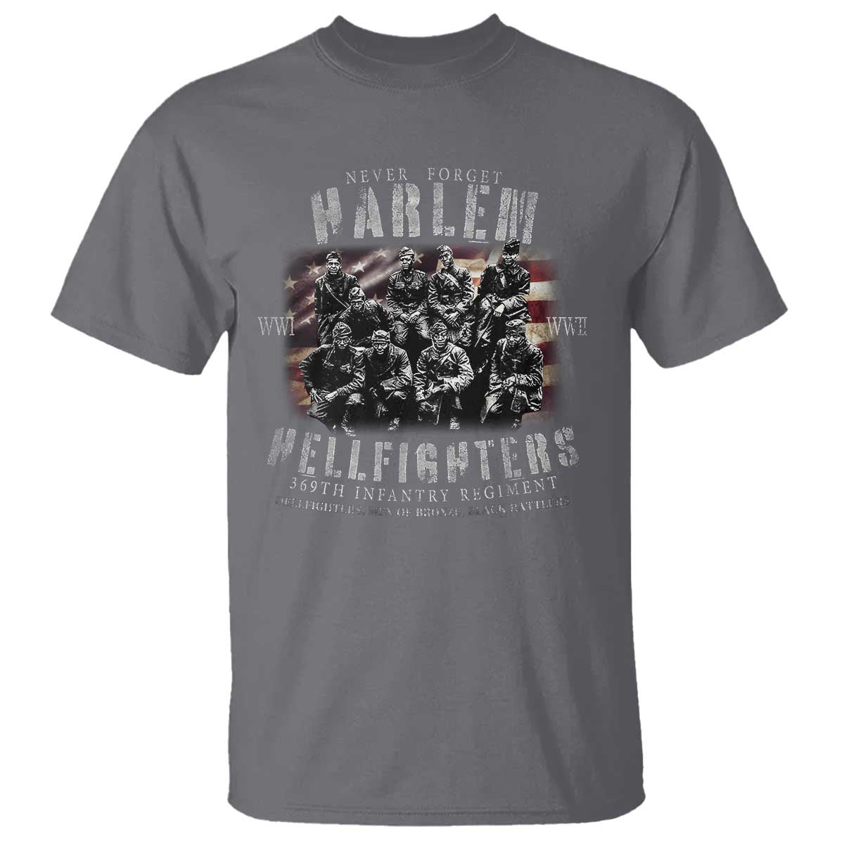 Never Forget Harlem Hellfighters T Shirt Vintage American Flag