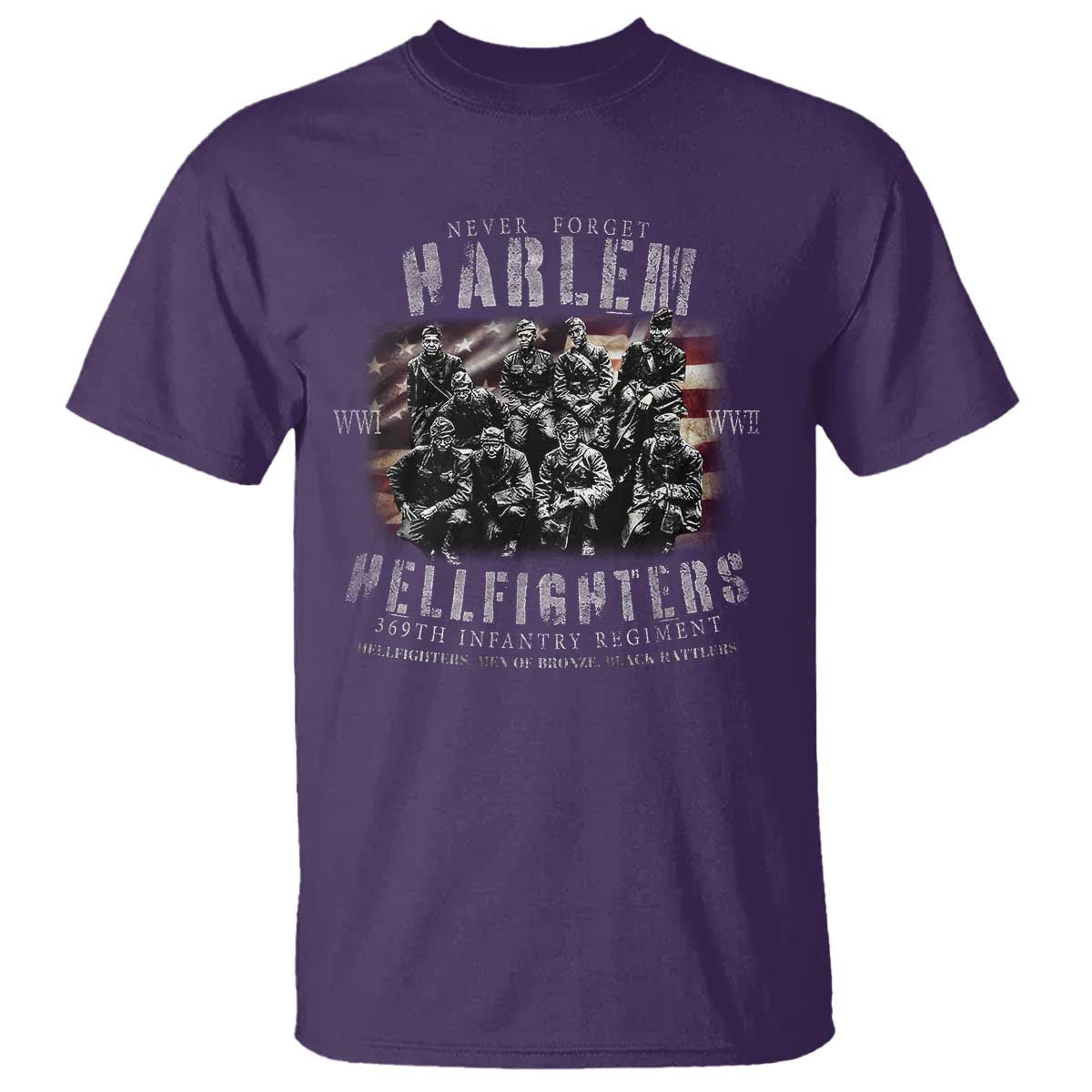 Never Forget Harlem Hellfighters T Shirt Vintage American Flag