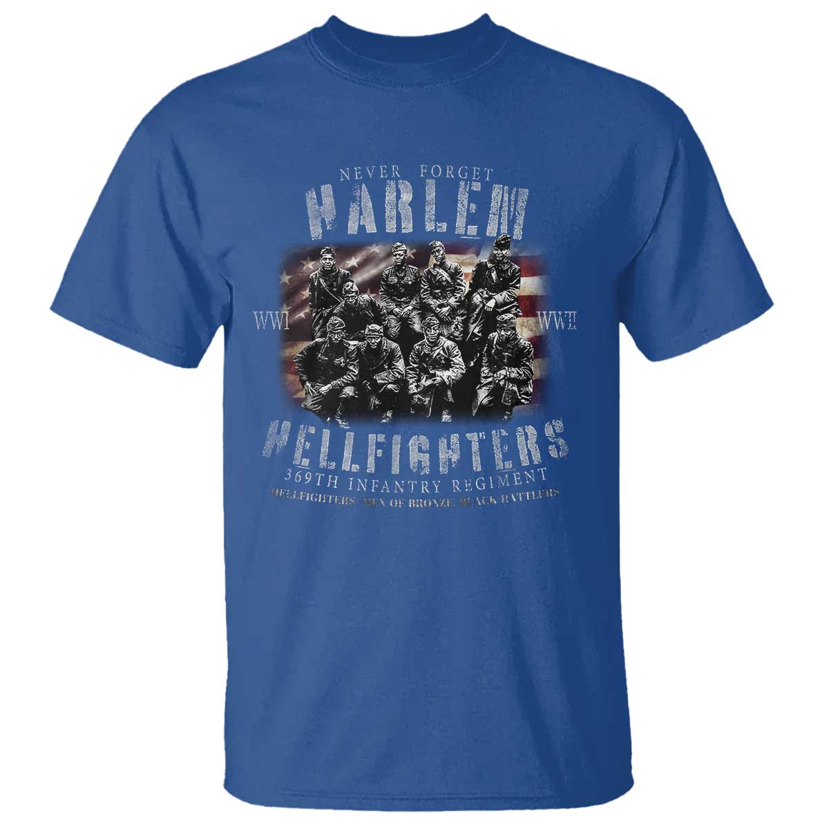 Never Forget Harlem Hellfighters T Shirt Vintage American Flag