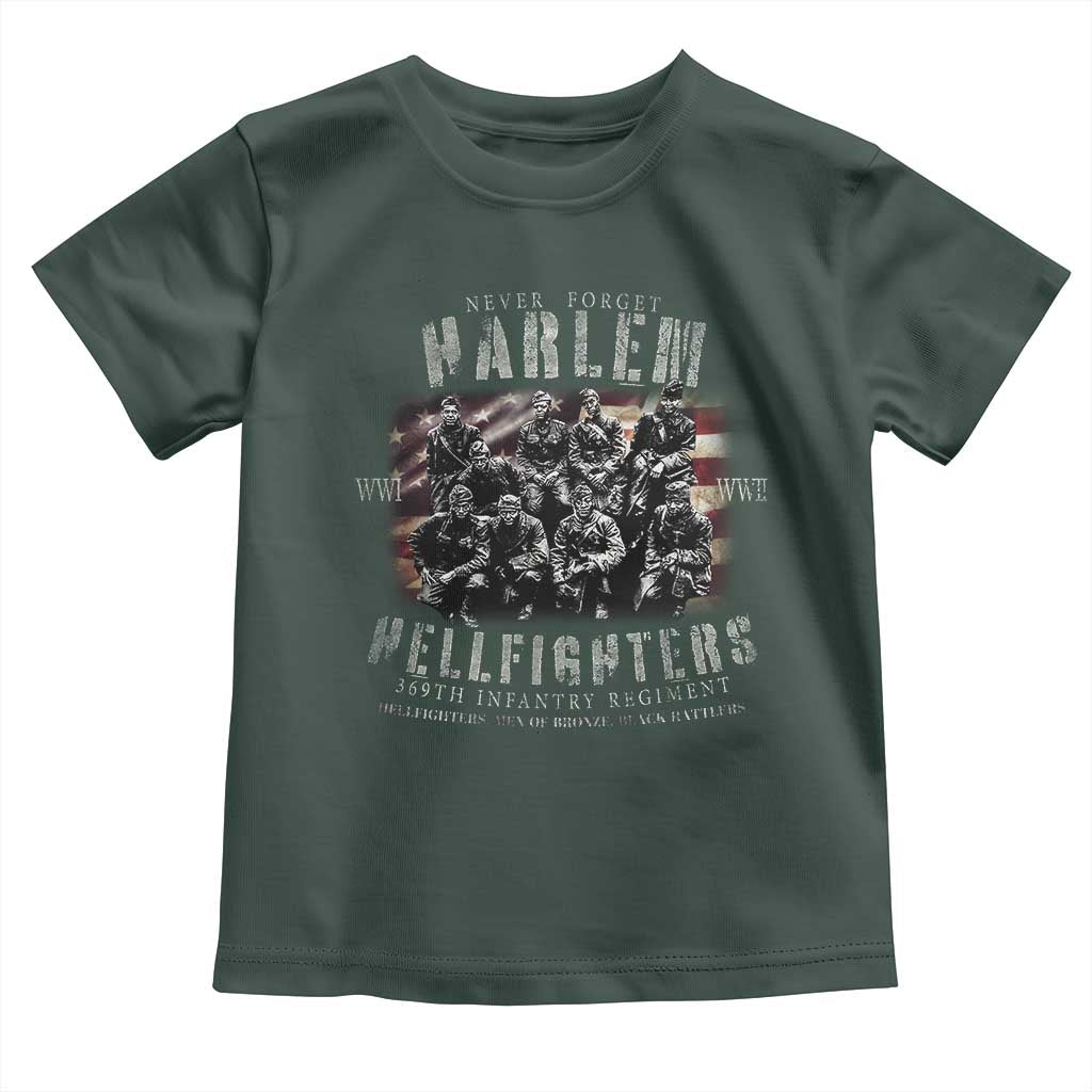 Never Forget Harlem Hellfighters Toddler T Shirt Vintage American Flag